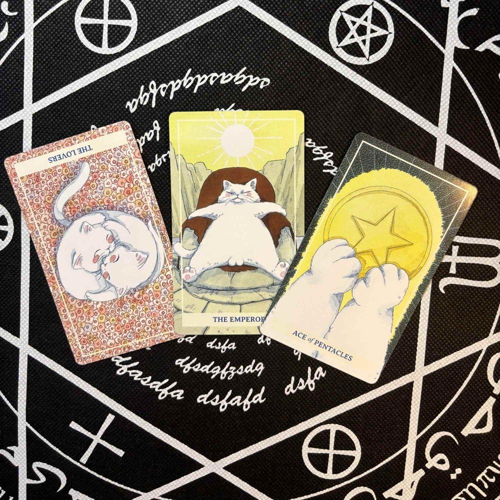 NIMN White Cat Tarot for Cat Lovers, Cute 78-Card Tarot Deck, 10.3*6cm Whimsical Watercolor Feline Kawaii Tarot