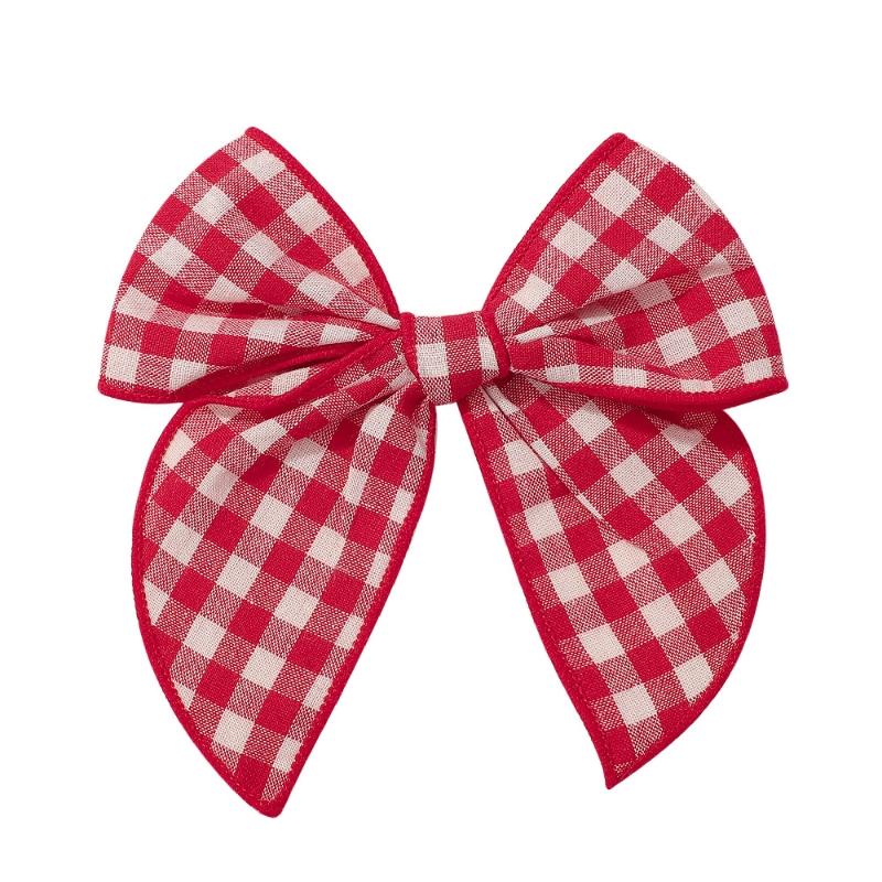 Girls Bow Hair Clips for Christmas Hair Accessories Kids Side Clip Plaid Print Sailor Bows Cotton Hairpin Barrettes Child Headwear