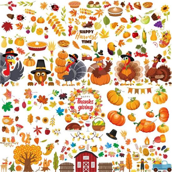 350pc Thanksgiving Window Clings Fall Window Stickers Decor for Offices Autumn Leaves Home School Office Thanksgiving Party Decorations Supplies
