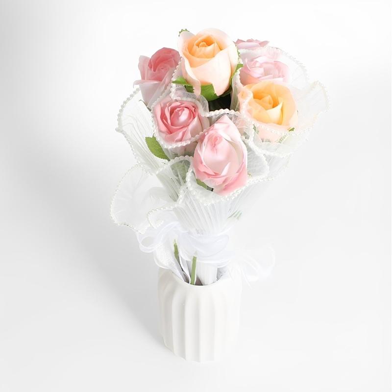 Verpackungsmaterial Zubehör 28X400cm Blumeneinwickelpapier Perlenwellengarn Spitze Netz Florist Bouquet Party Valentinstagsgeschenk
