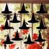 24pcs Halloween Black Paper Witch Hats Flat Hanging Decorations For Party Yard Ceiling Porch Display Masquerade Theme Event