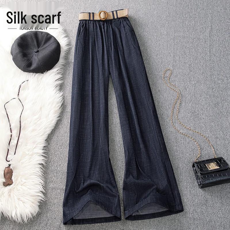 

Sibaiche Women s Elastic Waist Loose Wide-Leg Pants M