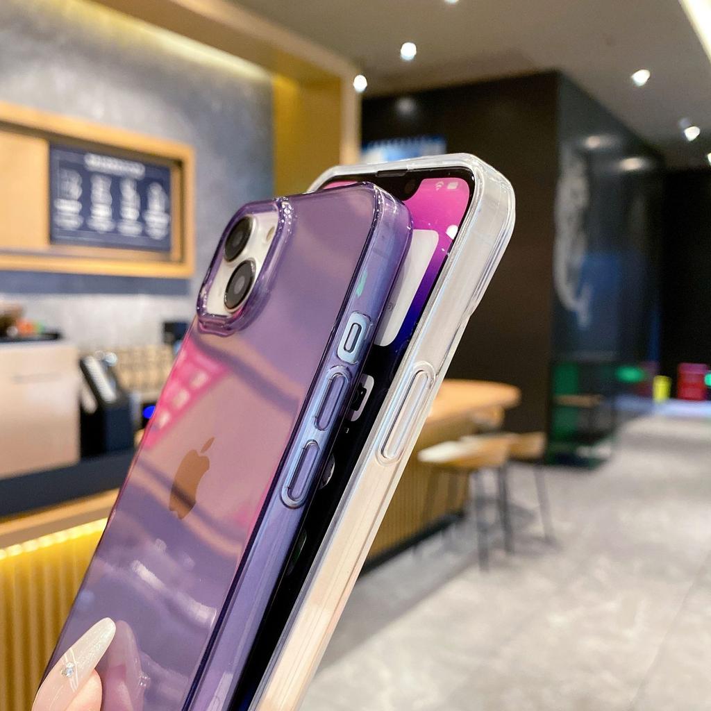 Applicable To IPhone 16 Large Hole High transparent Mobile Phone Case Apple 14 ProMax Transparent Candy Color Soft Shell Small Fresh 15