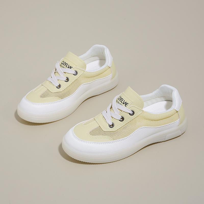 CRLAYDK Womens Mesh Skate Flat Shoes Lace Up Casual Sneakers Summer Ladies Non Slip Sports Walking Breathable Tennis