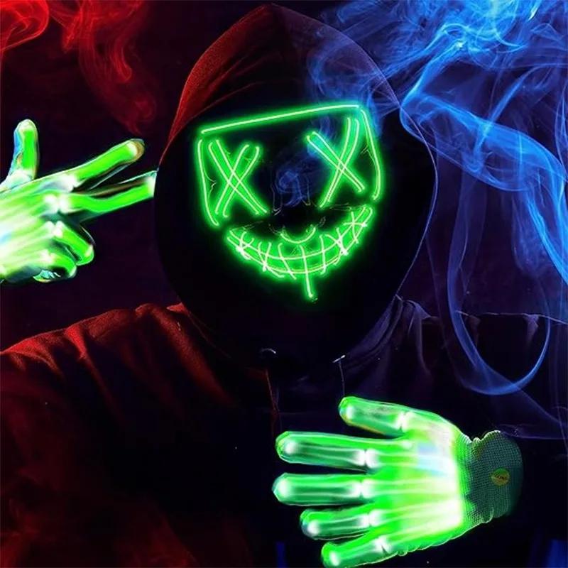 Led Mask Halloween Carnival Christmas Masquerade Party Night Club Luminous Movie Theme Mask The Purge Glowing Cosplay Mask