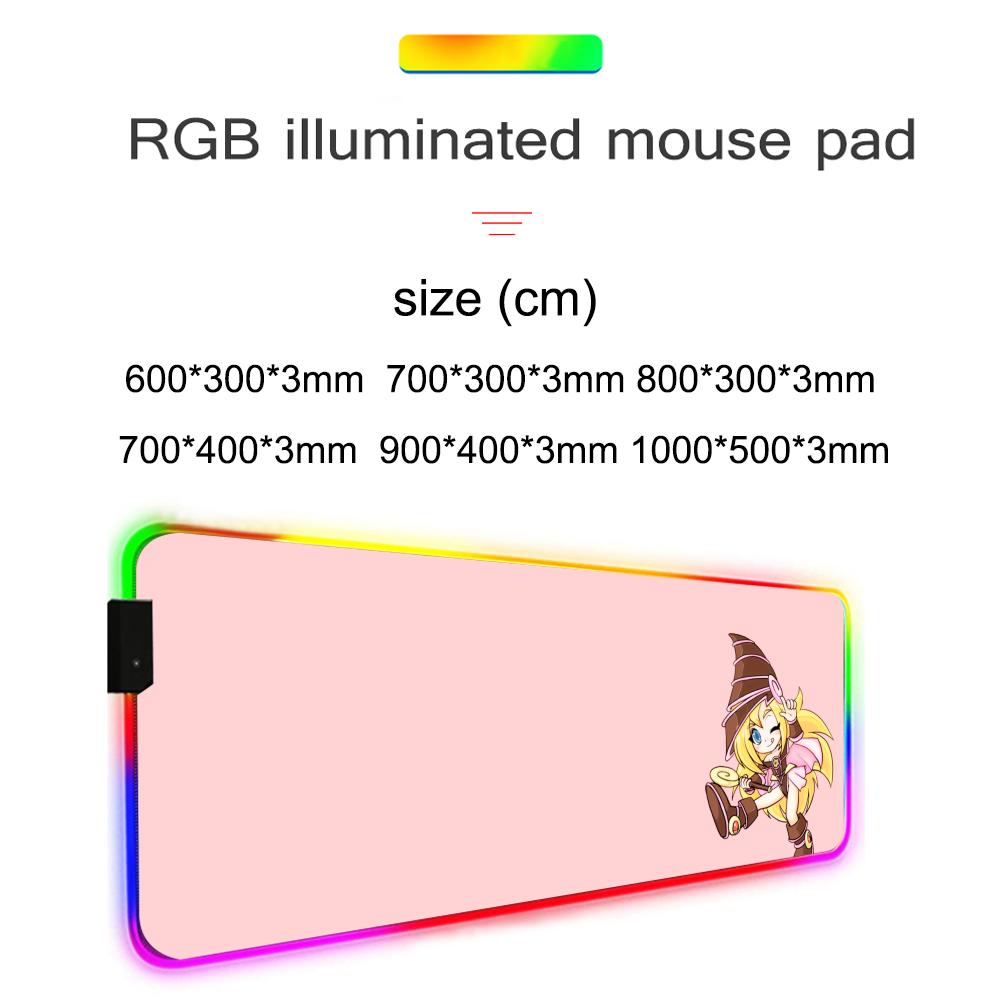 Black Magic Girl Mouse Pad RGB Gaming Mousepad Big LED Pad PC Desk Mat Luminous Mouse Pad Large Keyboard Mats Table Rug With