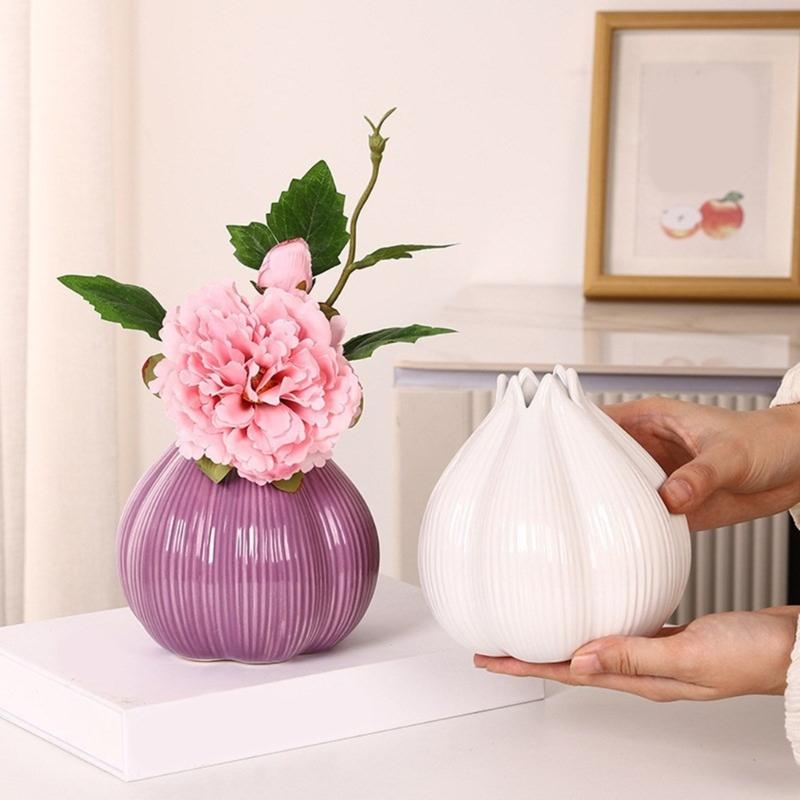 Handgefertigter Zwiebelform Keramiktopf Dekorativer Blumentopf für Wohnzimmer oder Arbeitszimmer Stabile Oberflächen Leicht zu pflegen