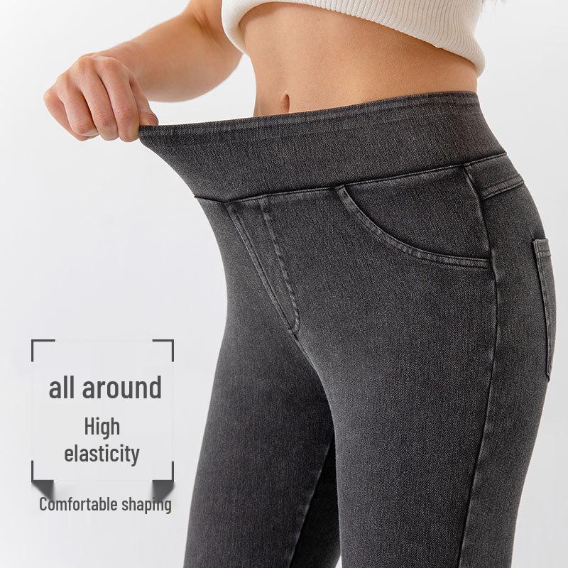 2025 Spring/Summer Women's High Waist Yoga Denim Capri Pants - Slimming, High Elastic, Tummy Control, Fitness Casual Wear.