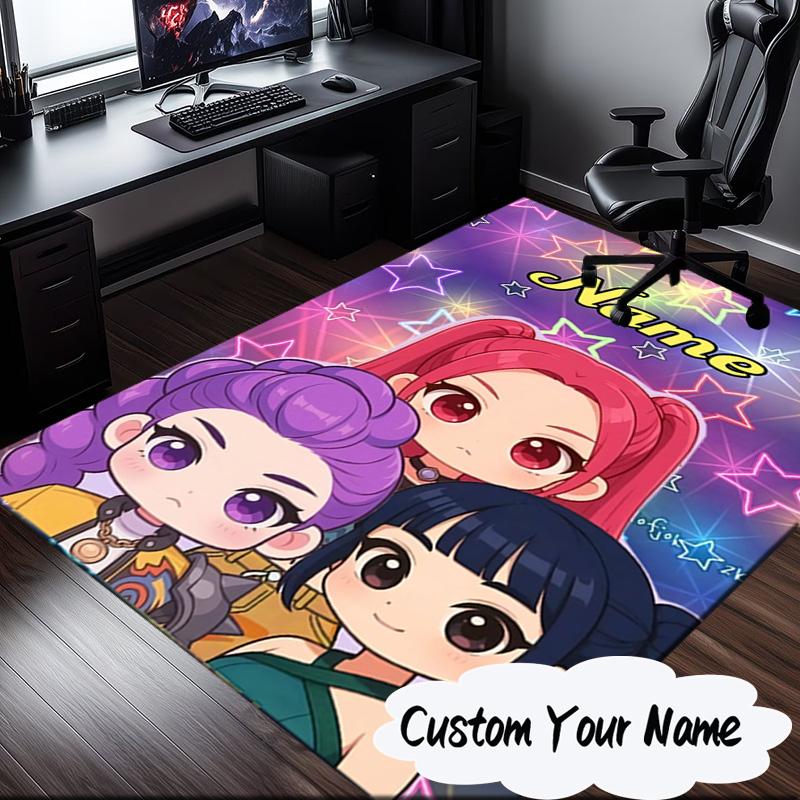 Custom Name KPop Cartoon Carpet, Chair Rug,Area Rug for Office Bedroom living rooms bedroom, Doormat decor Christmas fan gifts