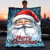 1pc Christmas Santa Claus Outdoor Flannel Throw Blanket Soft, Cozy, Warm All Season, Machine Washable,