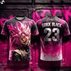 Dragon Ball Super Rose Goku Black Nr. 23 Felroze Graffiti Print Heren Voetbalshirt Anime Fan Sport Ademend T-shirt