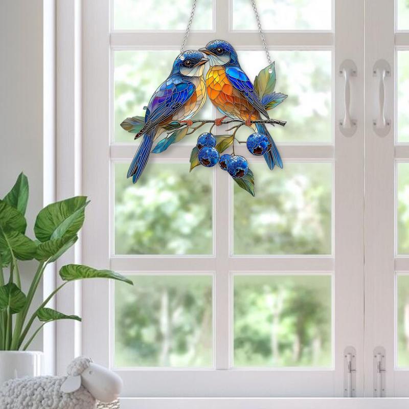 Pingente de Beija-Flor Colorido Acrílico 2D Enfeites de Janela Pássaros Sinos de Vento de Jardim Peça Central de Vento para Casa Estúdio