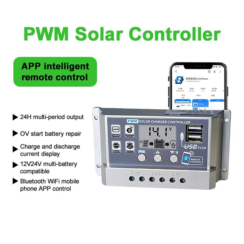 12V/24V 10A/20A/30A/40A/50A High Definition LCD Digital Display Bluetooth Solar Charge Controller Repair PWM Solar Controller