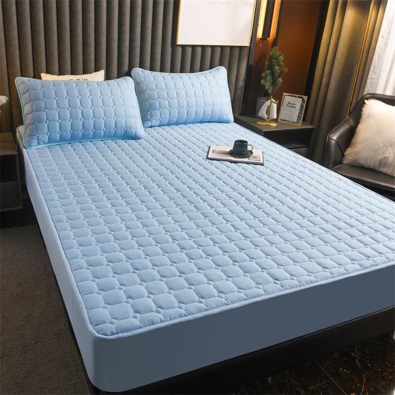Thickened Mattress Three-piece Set, Solid Color Cotton Mattress 3-piece Set, Simmons Mattress Dust Protective Cover, Bed Skirt Cover
