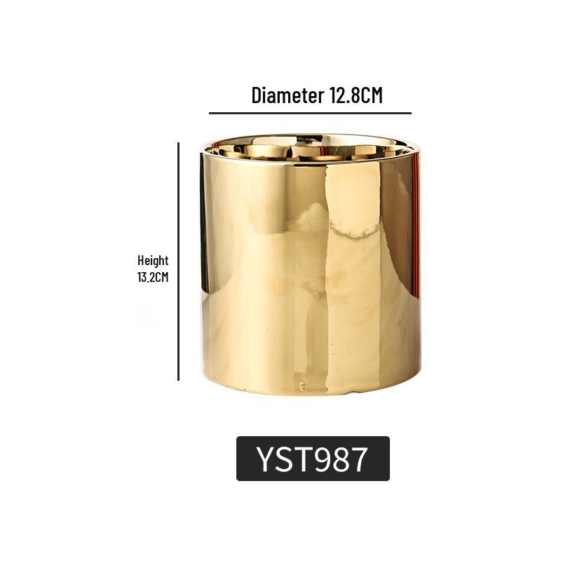 

Тисненая геометрическая золотая керамическая ваза для суккулентов и цветов