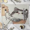 40x30cm Linen Cat Print Table Mat Cute Cat Cartoon Animal Pattern Placemats For Children Kids Kitchen Dining Place Mats Pads