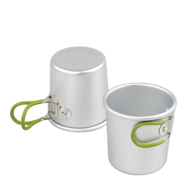 Aluminum Camping Mug for Backpacking Breaks, 150ml Foldable Outdoor Drink Cup with Grip Covered Handle for Easy Carry