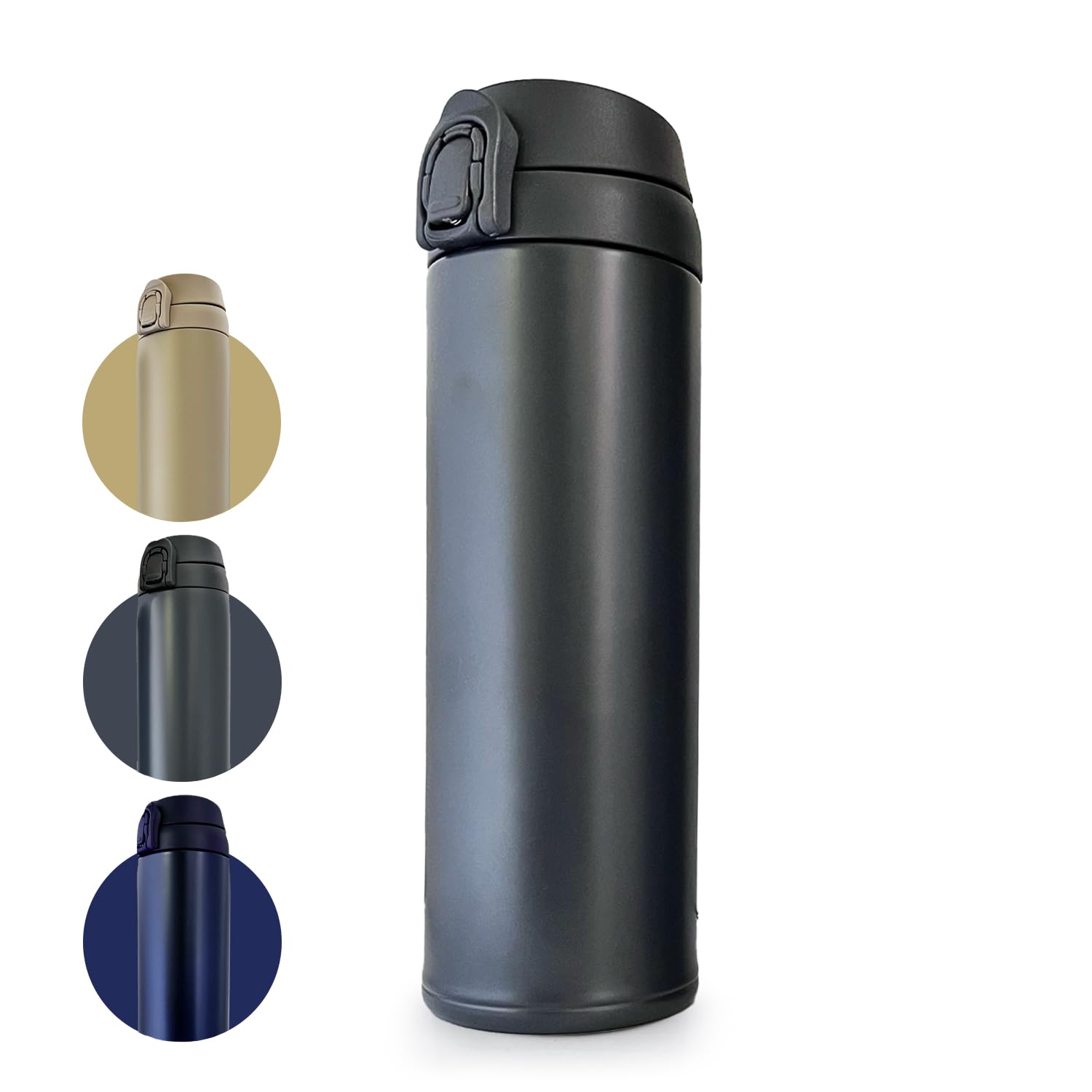 

CLEAN HOUSE Stainless Steel Bottle, One-Touch Insulated, Hot & Cold Mug (Midnight Black, 480ml)
