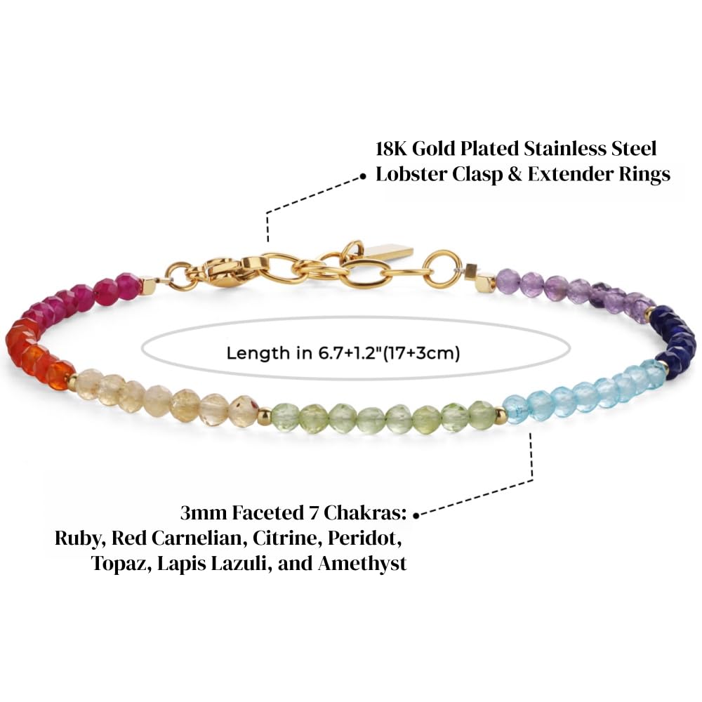 Koai 3 mm Geslepen Chakra Krachtsteen Kralenarmband voor Vrouwen