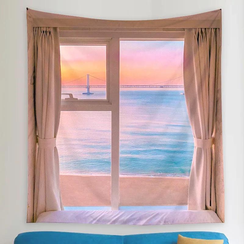 

Звездное ночное небо Луна Гобелен Психоделическое настенное покрытие Ковер Потолок Окно Море Подвесной 100x75cm