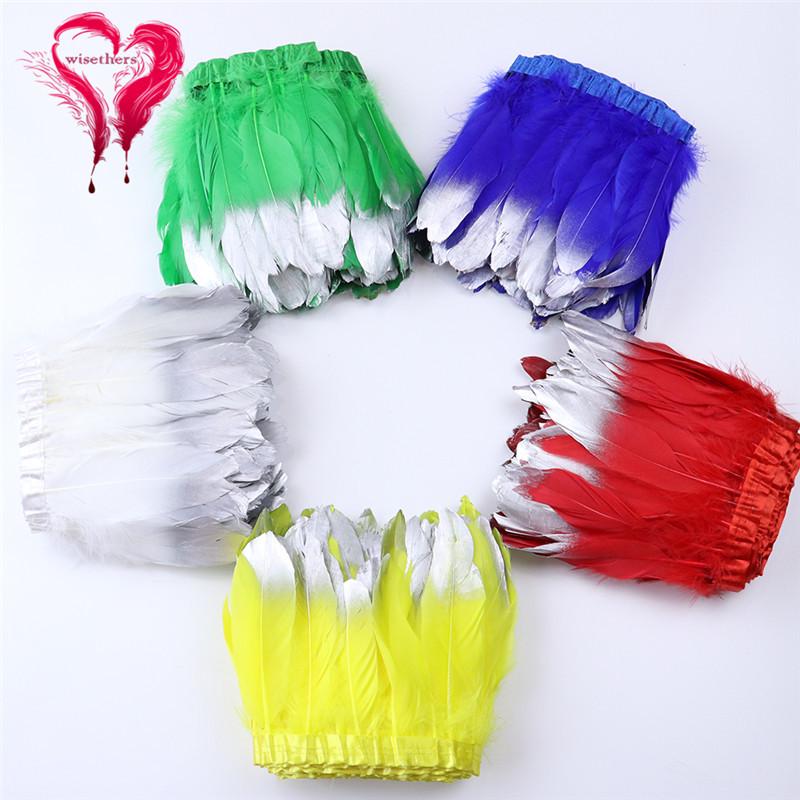 Gilded Silver Tip Goose Feather Lace Trim - DIY Decorative Clothing Accessory