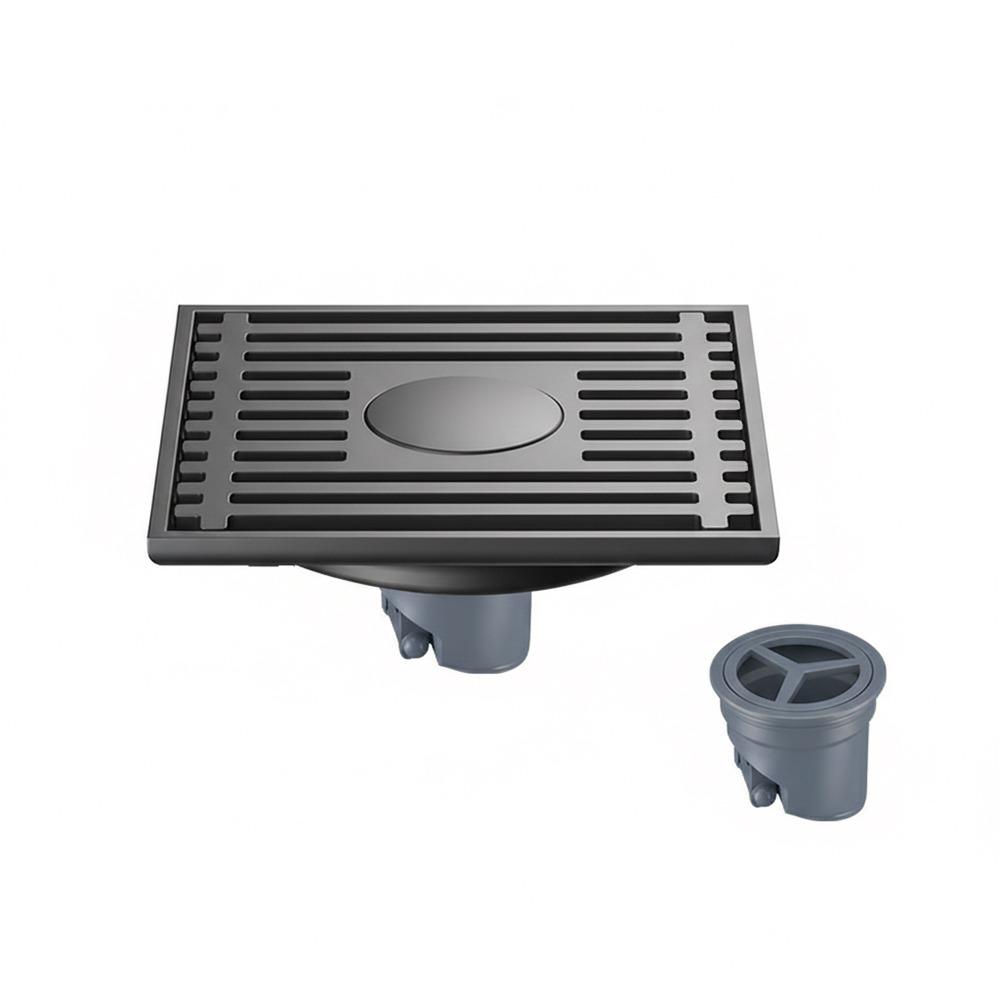 Stainless Steel Shower Floor Drain Thickened Grey Fast Drainage Floor Drain Backflow Preventer Square Drain Filter Plug