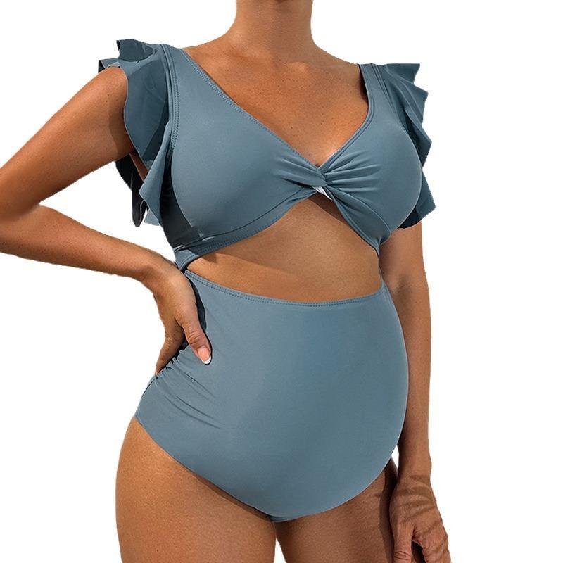 Women S Maternity One Piece Swimsuit Solid Color Loose Fit Tummy Control