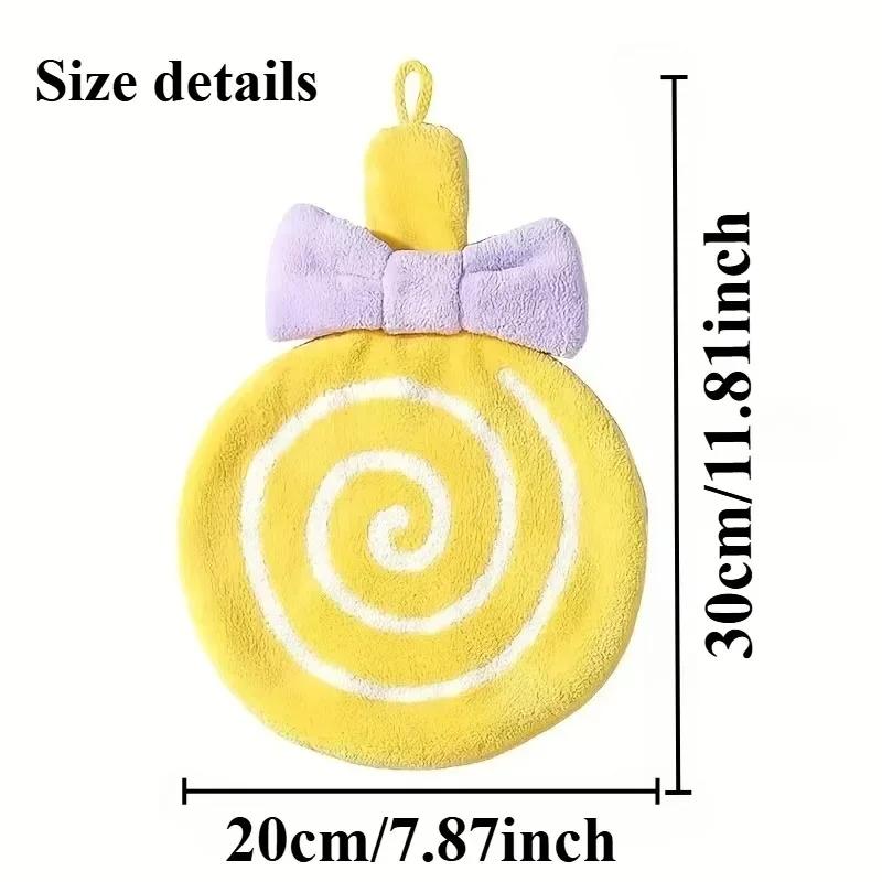 Cute Lollipop Coral Fleece Hand Towels with Hanging Loop Soft Absorbent Bath Towel for Kids Adults Girl Bathroom Kitchen Bedroom