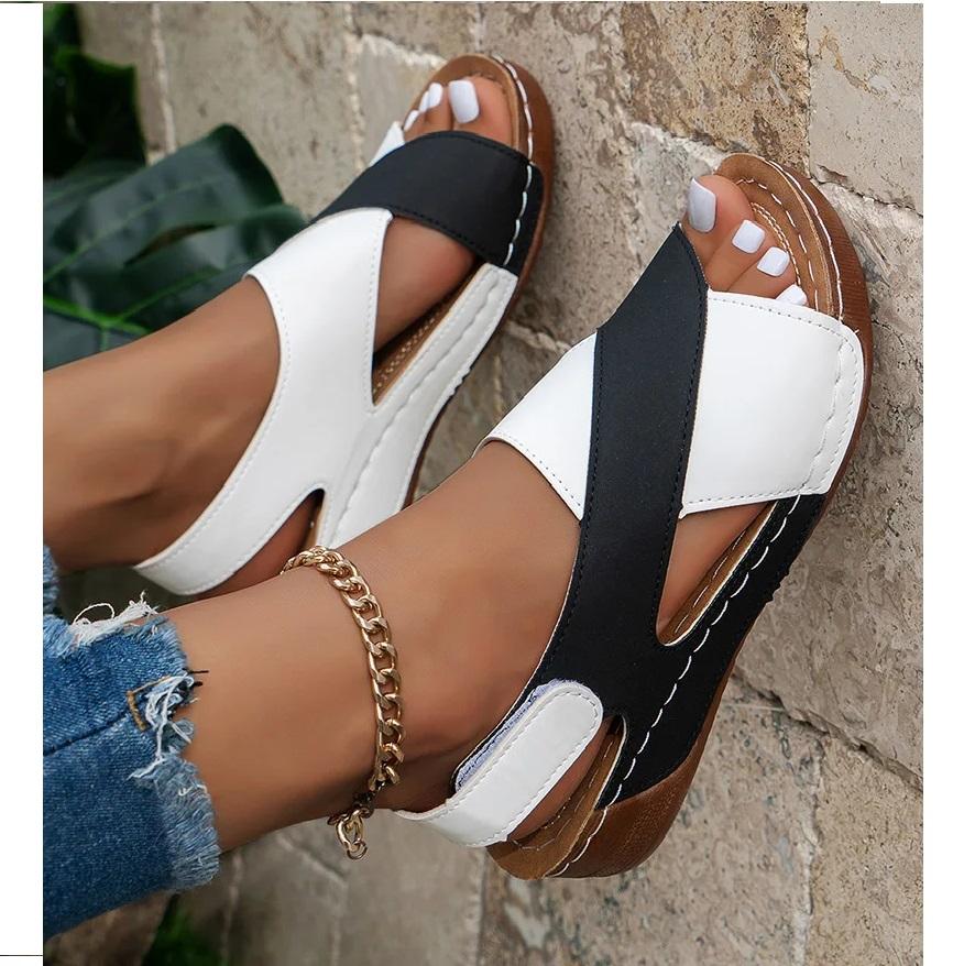 Roman Sandals Women's Summer Sponge Cake Thick Sole with Skirt, Casual Open Toe Versatile Beach Sandals