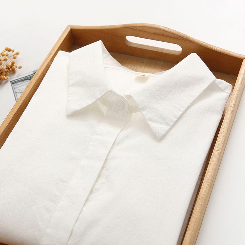 

Базовый стиль Слим Чистый хлопок Деловая одежда Рубашка с длинными рукавами White S