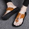 2025 New Summer Men's Sandals Korean Version of Trendy Personalized Flip-flops Men's Outdoor Leather Cool Slippers Outer Wear
