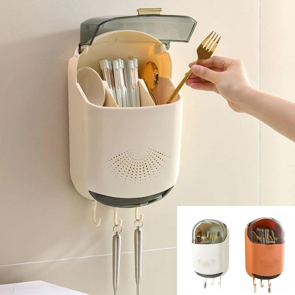 Dustproof Chopstick Holder No Drill Chopstick Container Kitchen Storage Box Chopstick Rack Kitchen