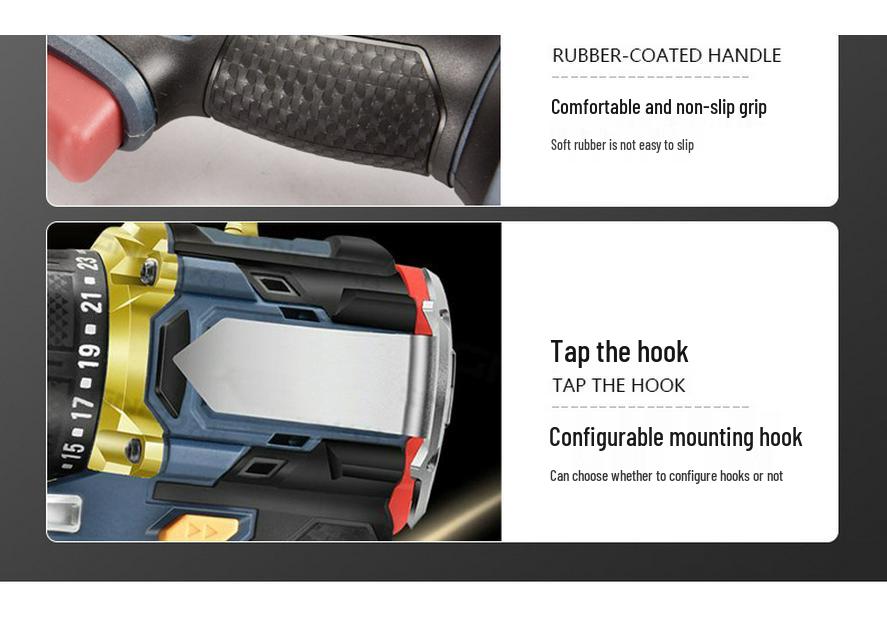 Cross 21V Lithium Battery Hand Drill Screwdriver - Multifunctional Electric Impact Tool