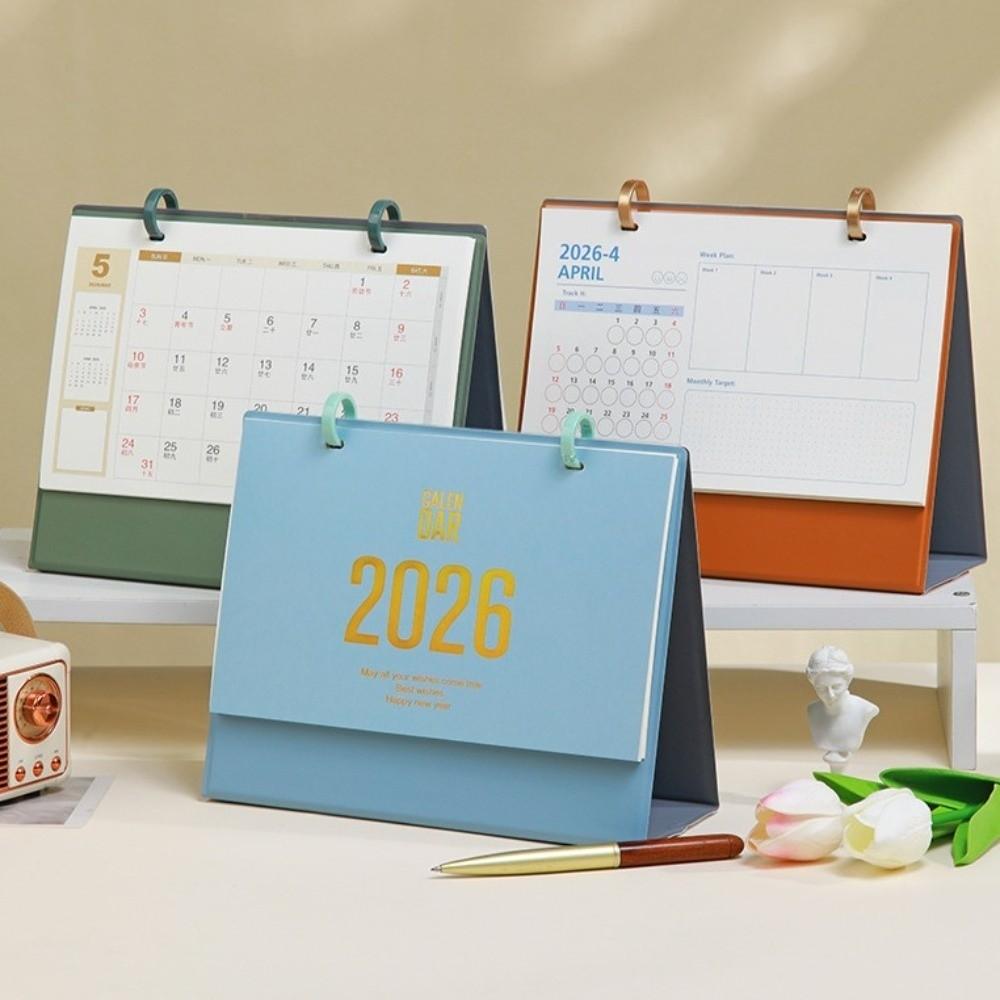 Solid Color Horse Year Calendar Month Date Display Standing Flip Calendar  Spring Festival