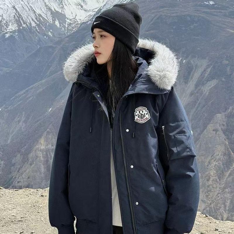 Jin Fur Collar Hooded Down Cotton Jacket Women's Winter New Thickened Cotton Warm Loose Pie Overcome