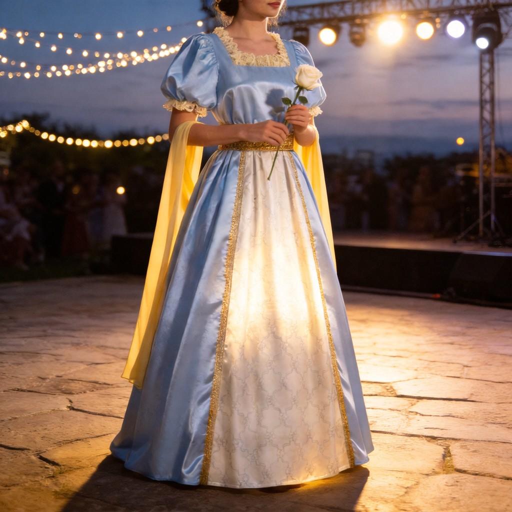 Midieval Fantasy Cosplay Dress With Linen Fabric For Stage Performances And Casual Events