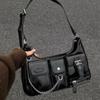 Women Biker Bag Multi Pocket Commuter Shoulder Solid Color Slant Cross Chain Bag