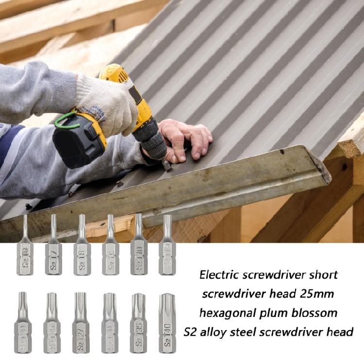 6 Piece Steel Tamper Resistant Bit Set 1/4" Hexagonal Shank Magnetic Screwdriver Bit For Various Applications