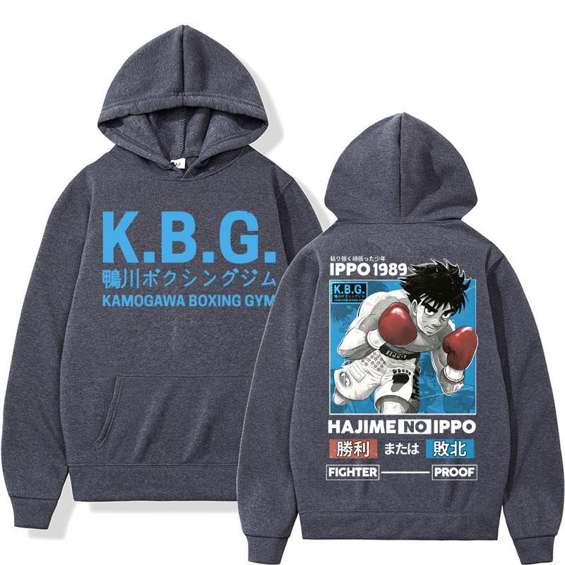 Anime Hajime No Ippo Graphic Hoodie Kamogawa Boxing Gym Manga Sportwear Makunouchi Takamura KGB Loose Fleece Pullover