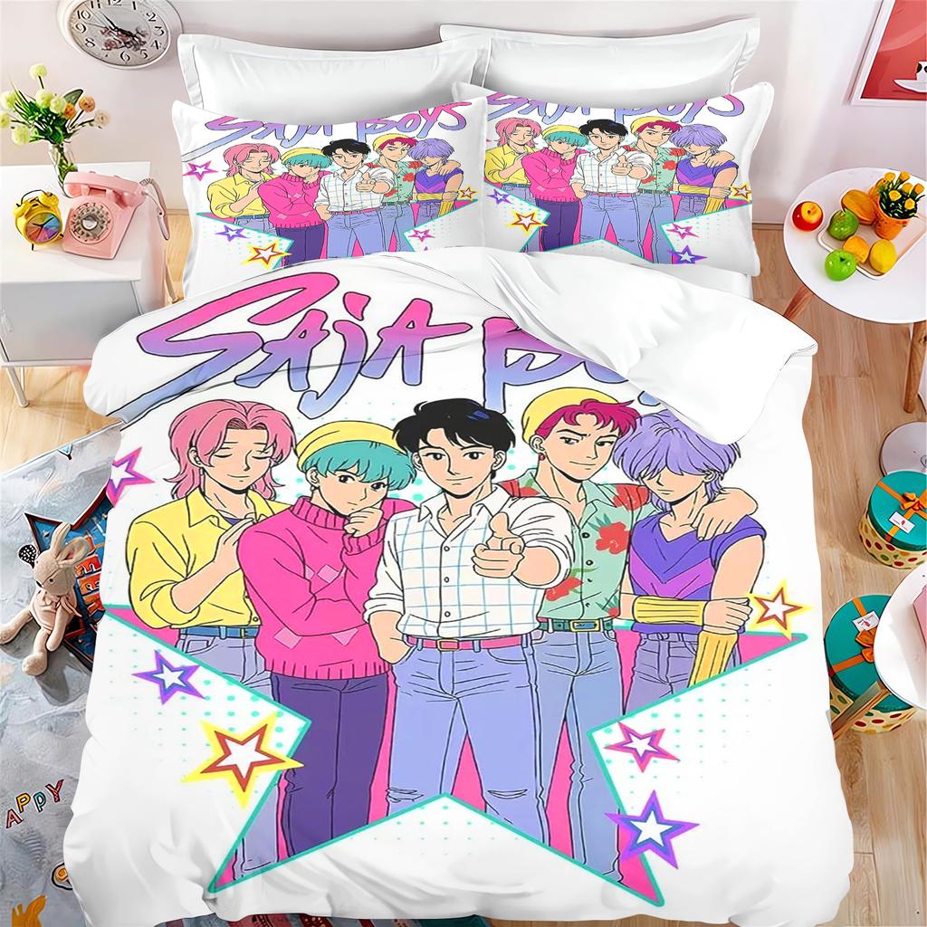 KPop Demon Hunters Anime 100% Polyester Bedding Set Duvet Cover Set Printed Cartoon Home Decor