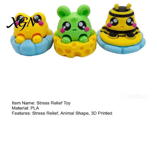 Stress Ball Alternative 1/3Pcs 3D Printed Animal Clicker Toy Cartoon Mouse Frog Bee Relaxation Finger Decompression Button Fidget Anxiety Relief Desk