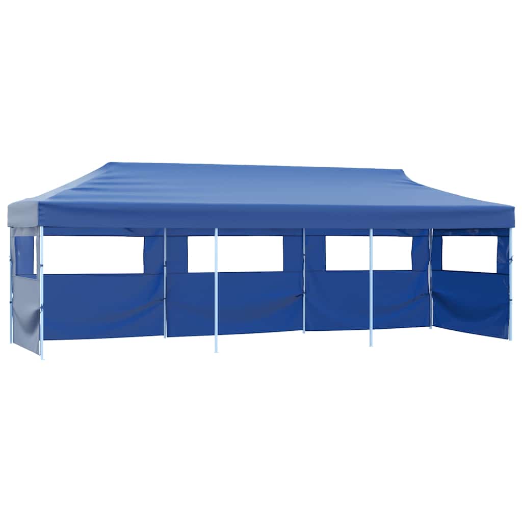 Folding Party Tent Pop Up with 5 Side Walls 3 X 9 M Blue