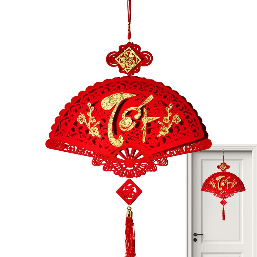 Spring Festival Decorations Chinese Good Luck Pendant 2026 Flocking Tree Ornaments Festival Charm For Home Office Car Door Wall