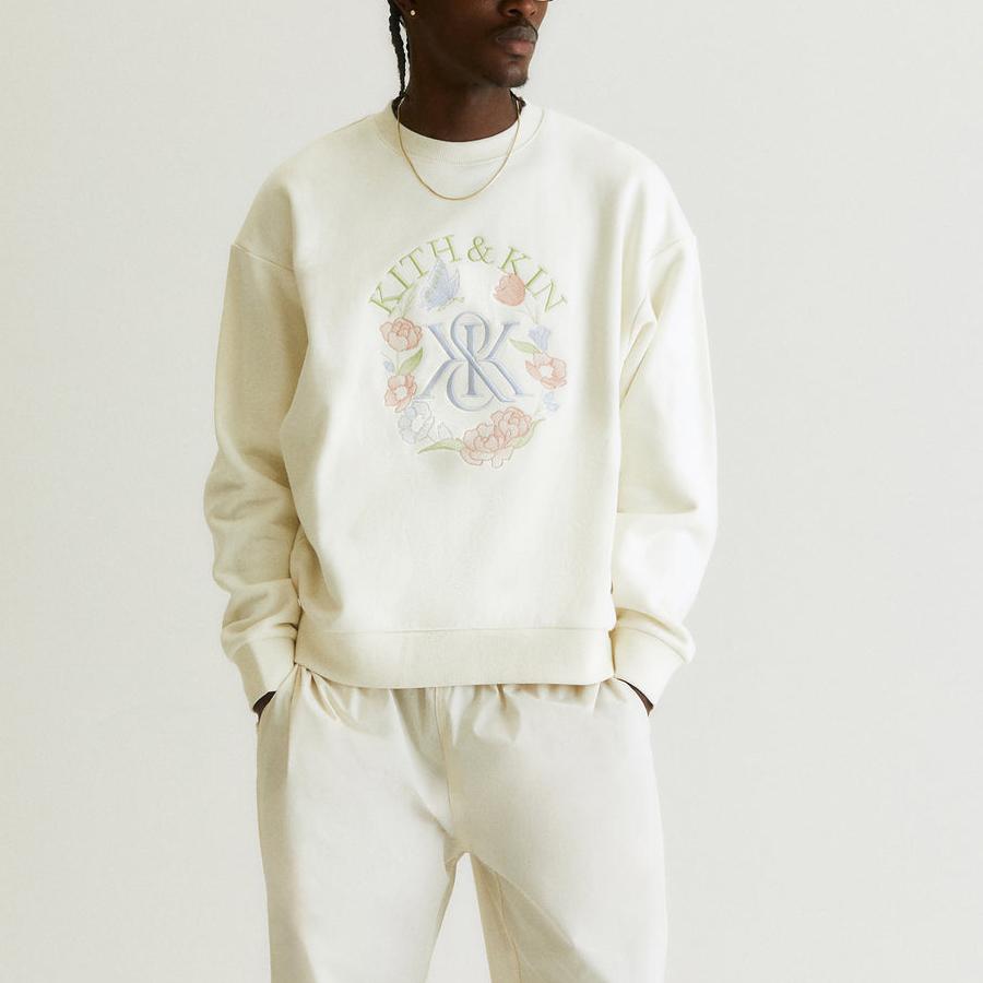 Kith K&K Monogram Nelson Crewneck Sandrift Men Tops Cream KHM031992-104