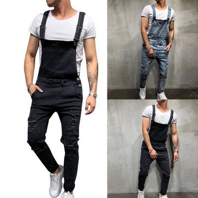 denim suspenders jumpsuit pants