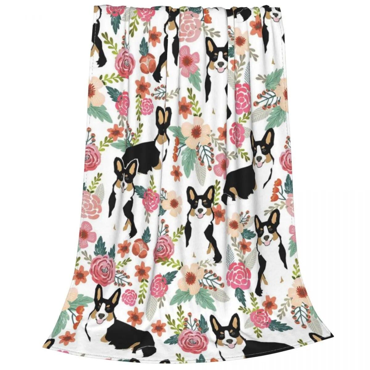 

Пушистое одеяло с цветочным принтом для собак корги, мультяшное одеяло на заказ для дома 200x150 см 75x100cm 30x40inch