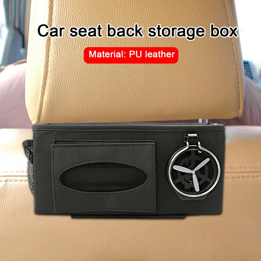 Leather Car Seat Handbag Holder Large Capacity Tissue Bag Storage Headrest Backseat Napkin Holder Purse Phone Water Cup Pockets