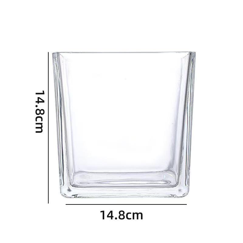 New Transparent Glass Candle Holder: Round Bottom & Square Candlestick