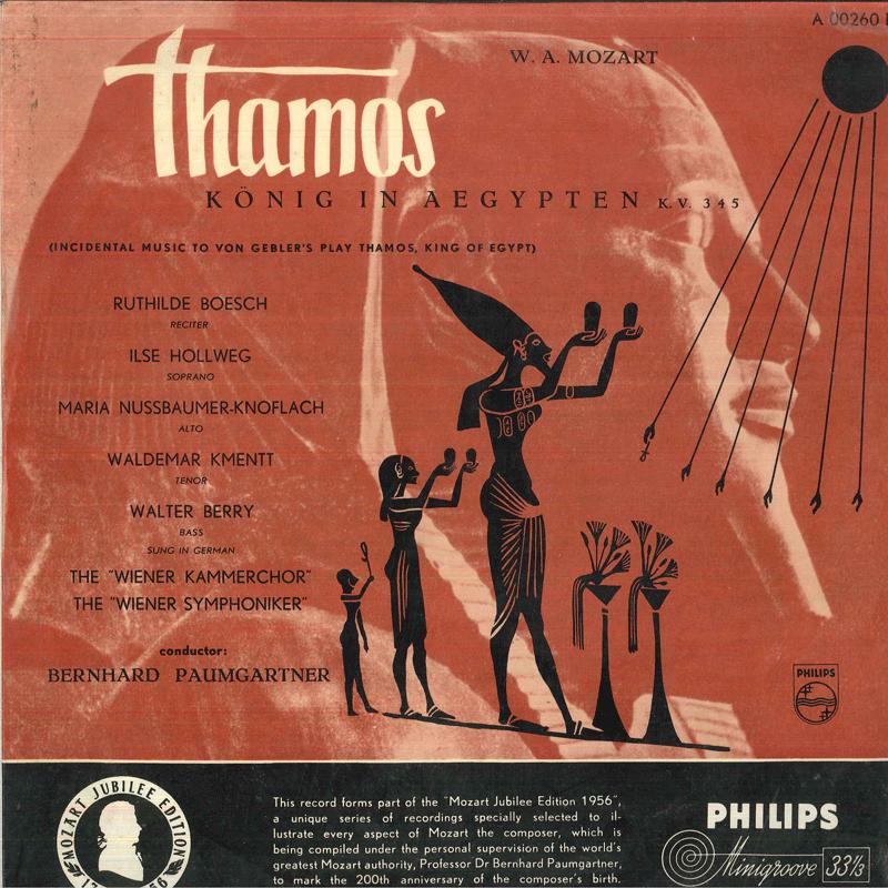 

LP Record BERNHARD PAUMGARTNER, WIENER SYMPHO - Mozart Thamos Konig In Aegypten, Kv A00260 PHILIPS 1955 Holland Classical Used