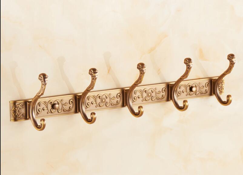 Tuqiu Antique Bronze Robe Hook Clothes Hook Carved Towel Hanger Aluminum Bathroom Hardware Kitchen Hook Bathroom Accessories